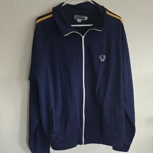 Fred Perry Navy Track Jacket with Yellow Shoulder Stripes